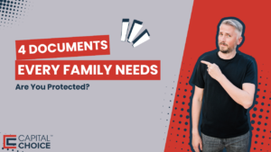 Phoenix financial consultant Chris Walsh next to text reading "4 documents every family needs"