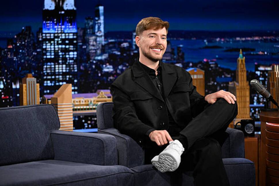 Mr. Beast on the couch of The Tonight Show
